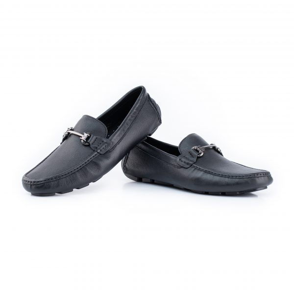 Giày lười nam da mềm màu đen móc khoá GLK01
