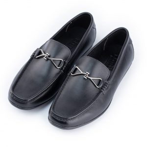 Giày lười nam da mềm màu đen móc khoá GLK02