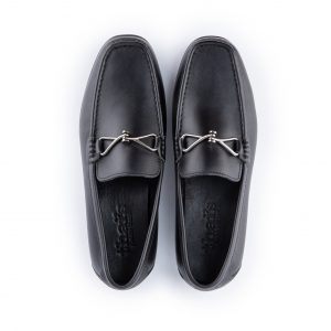 Giày lười nam da mềm màu đen móc khoá GLK02