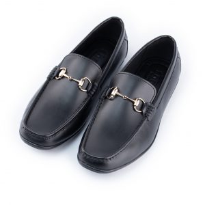 Giày lười nam da mềm màu đen móc khoá GLK03